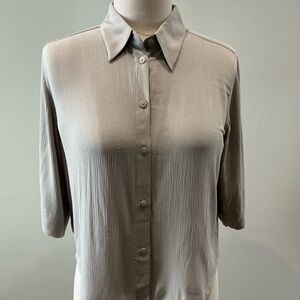 Babaton Light Gray/Taupe Button Down Shirt